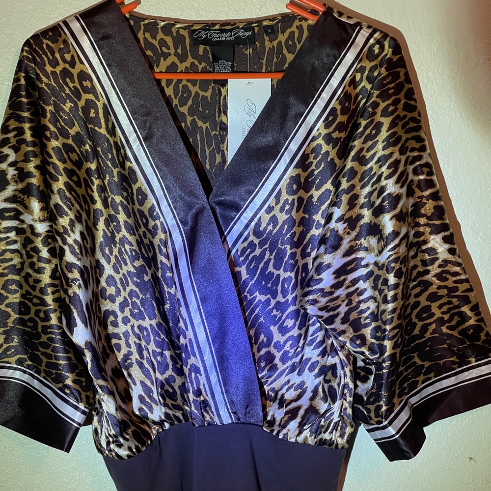 Woman’s Leopard Print Bat Wing Top - Size S - Brand New